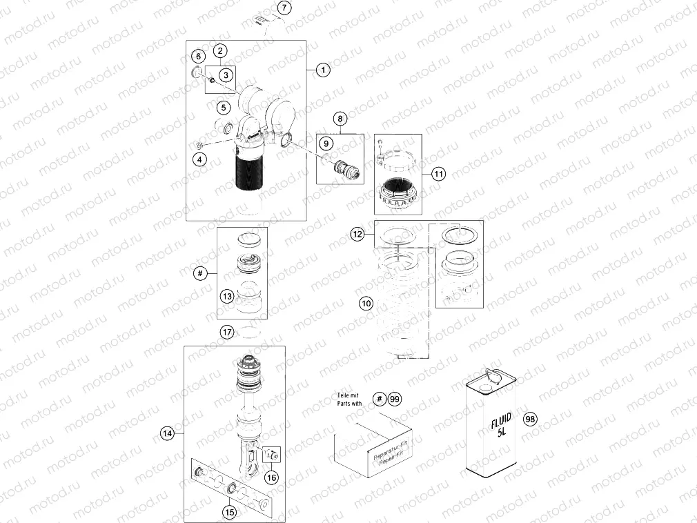 SHOCK ABSORBER DISASSEMBLED