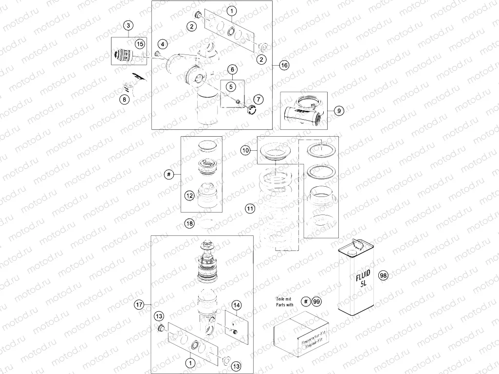 SHOCK ABSORBER DISASSEMBLED