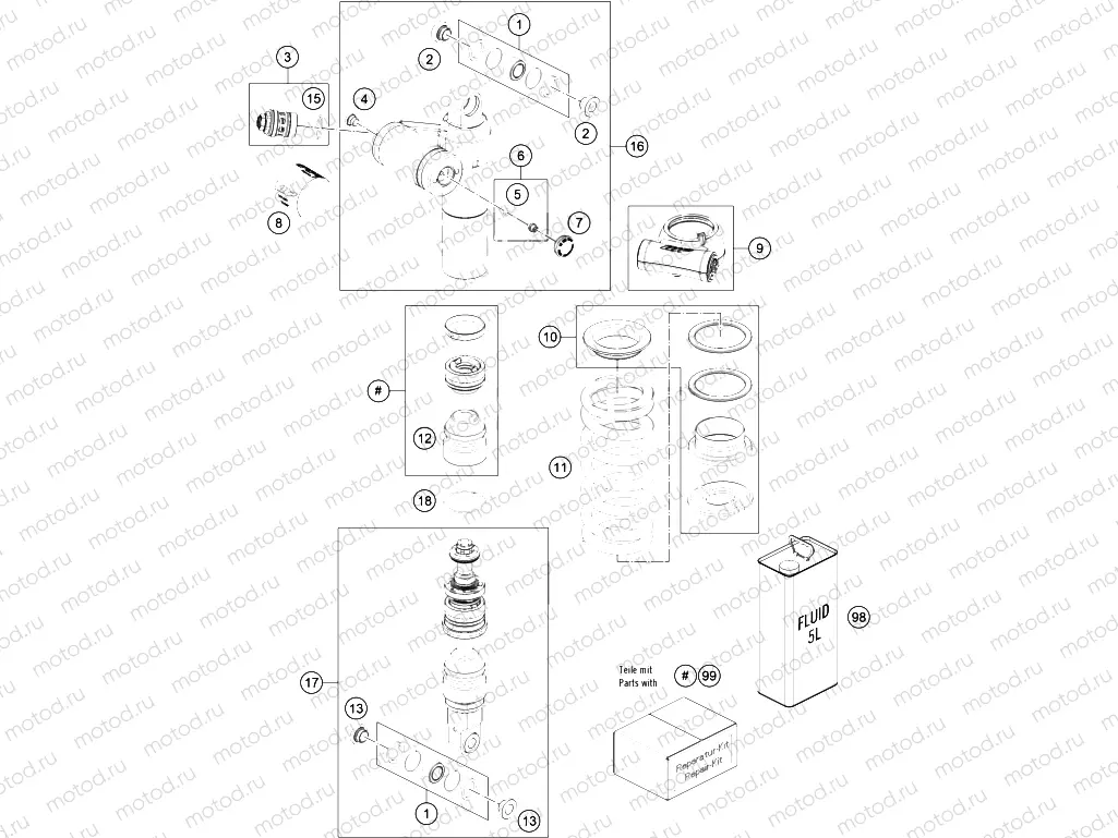 SHOCK ABSORBER DISASSEMBLED