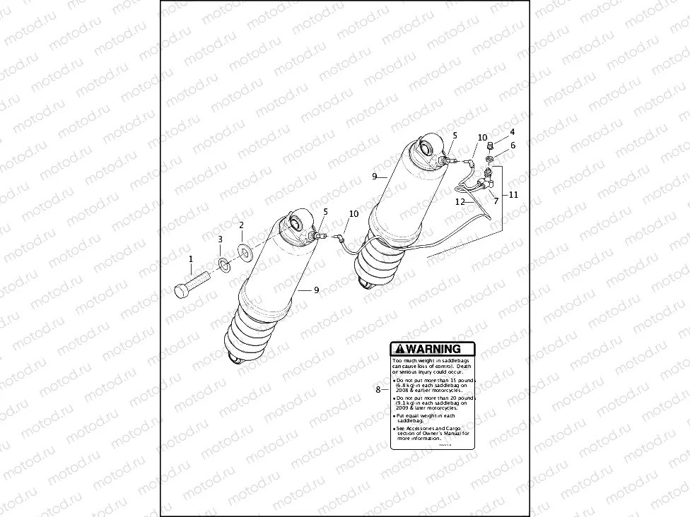 SHOCK ABSORBERS, REAR AND AIR SUSPENSION SYSTEM - FLHR, FLHRC, FLHTCU, FLHTK, FLHX, FLTRU AND FLTRX