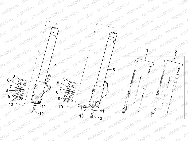 Showa front fork - Hubs, sleeves