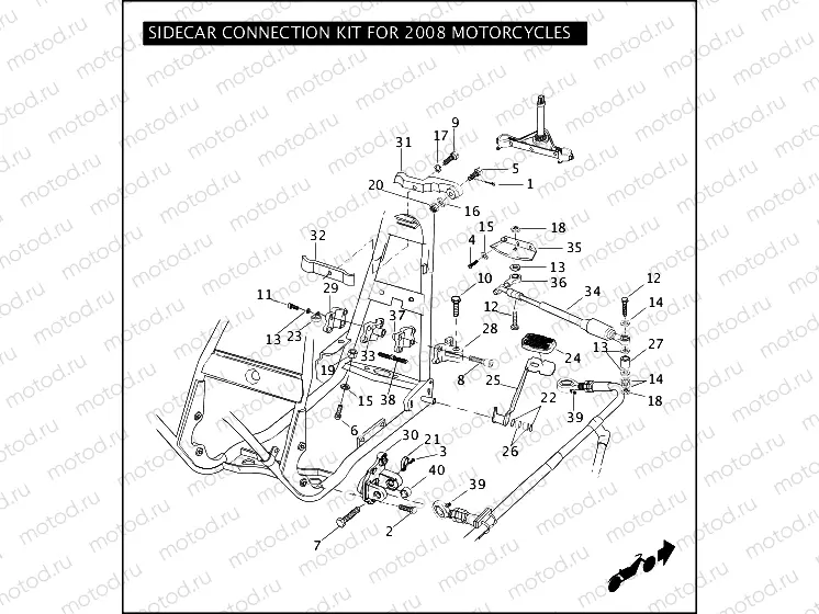 SIDECAR CONNECTION KIT FOR 2008 MOTORCYCLES