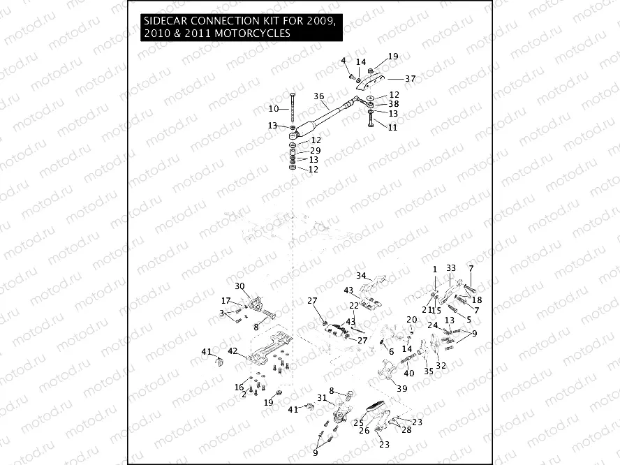 SIDECAR CONNECTION KIT FOR 2009, 2010 & 2011 MOTORCYCLES