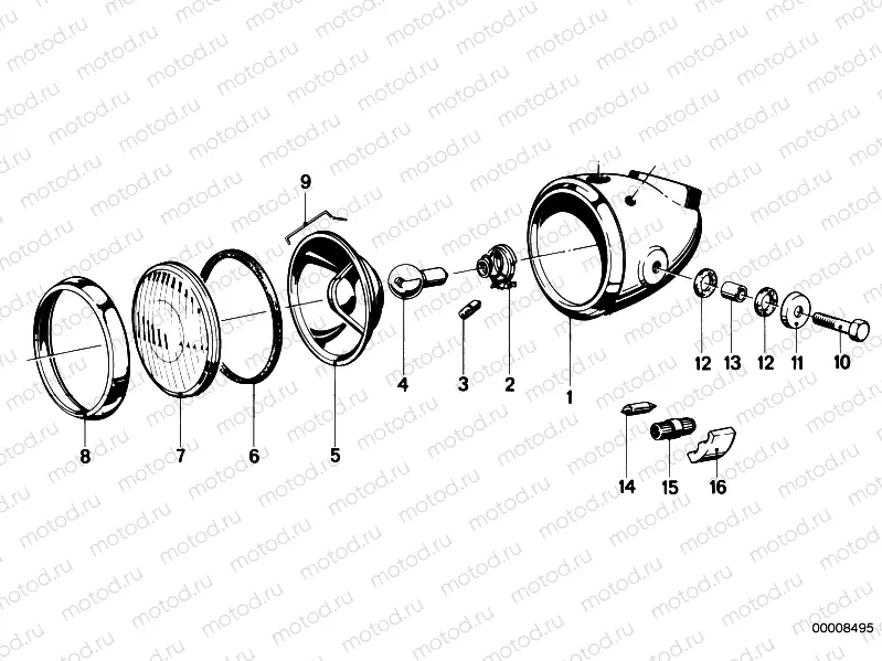 Single components for headlight
