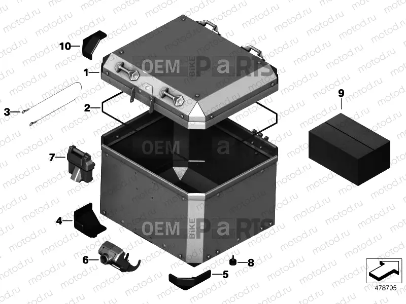 SINGLE PARTS FOR ALUMINUM TOP CASE