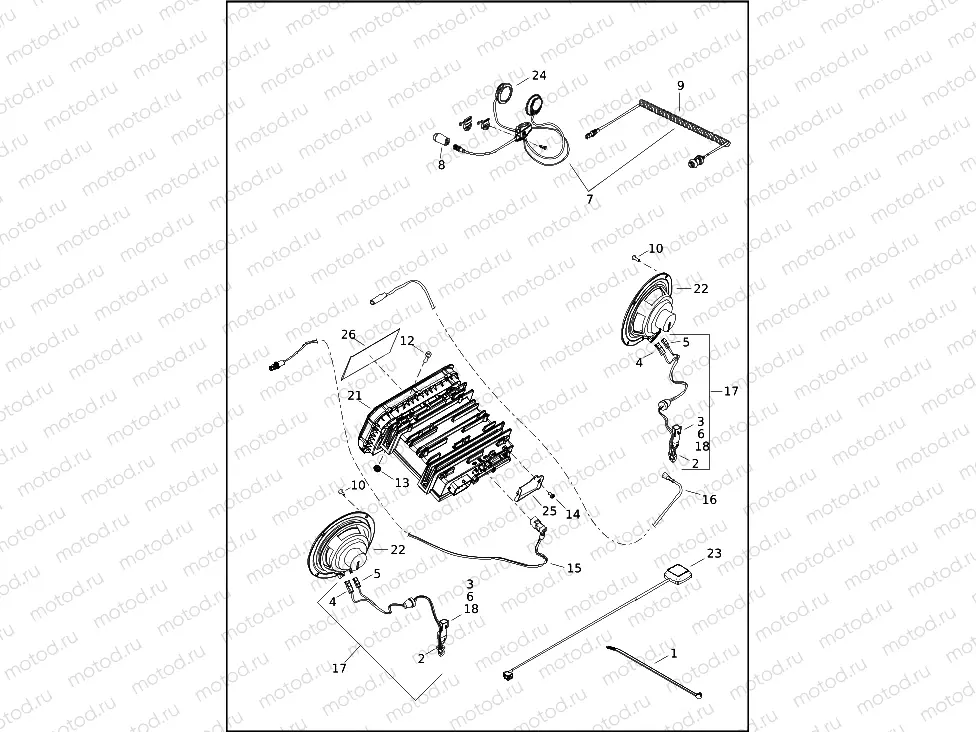 SOUND SYSTEM - FLHTCU, FLHTK, FLHTKL, FLHX AND FLHXS (1 OF 2)