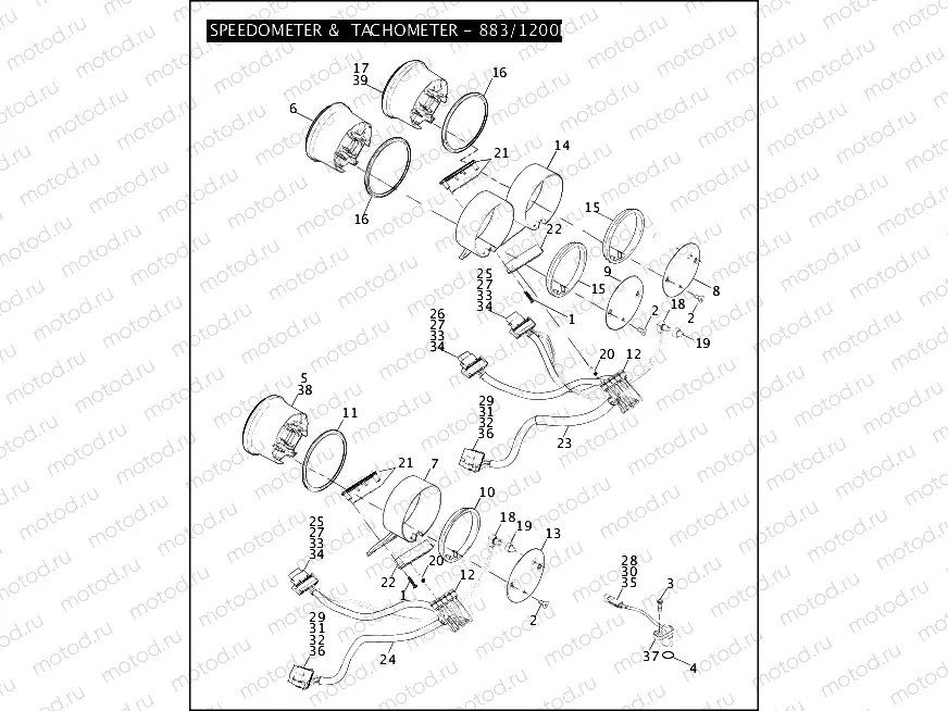 SPEEDOMETER & TACHOMETER - 883/1200R