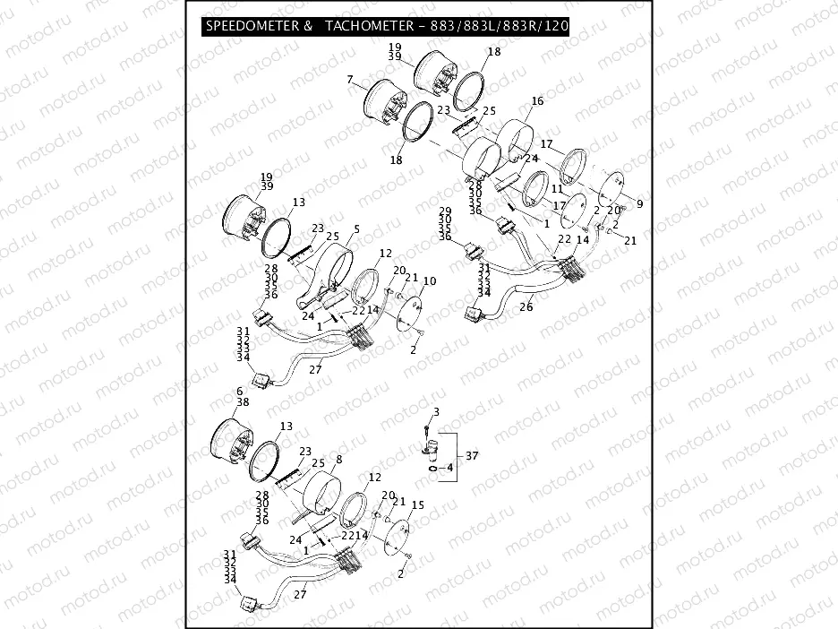 SPEEDOMETER & TACHOMETER - 883/883L/883R/1200L/1200R