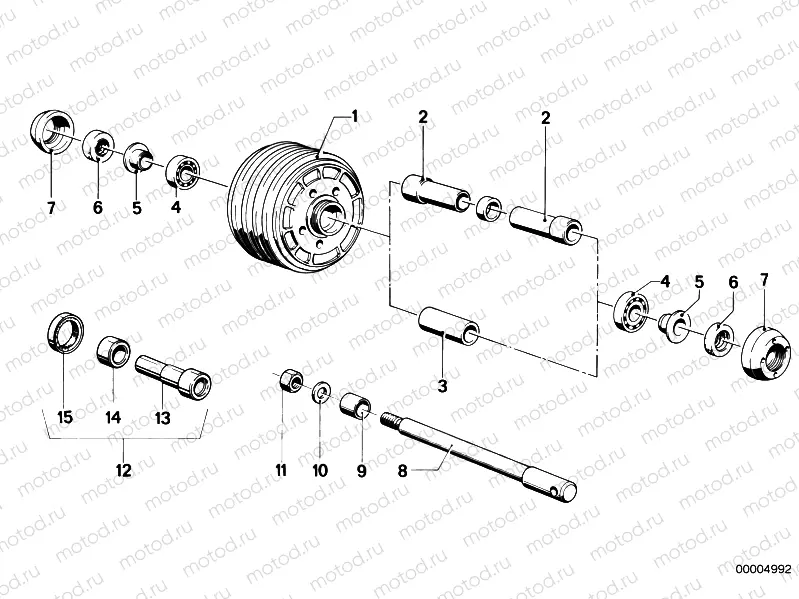 Spoke wheel-wheel hub/dial shaft