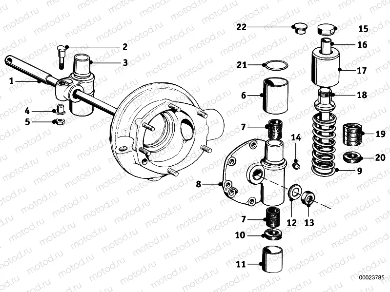 Spring strut, rear