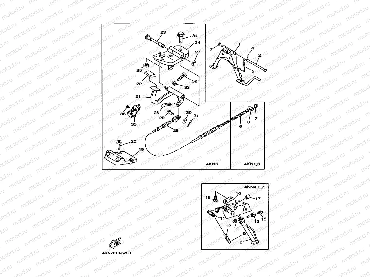 Stand. Footrest 1 (4 kN1, 4, 6, 7)
