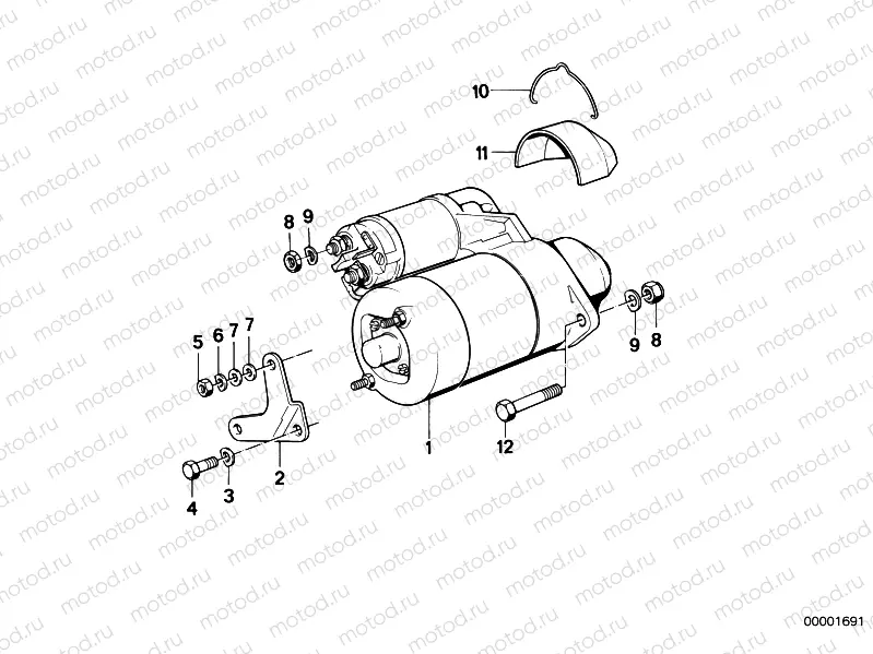 Starter mounting hardware