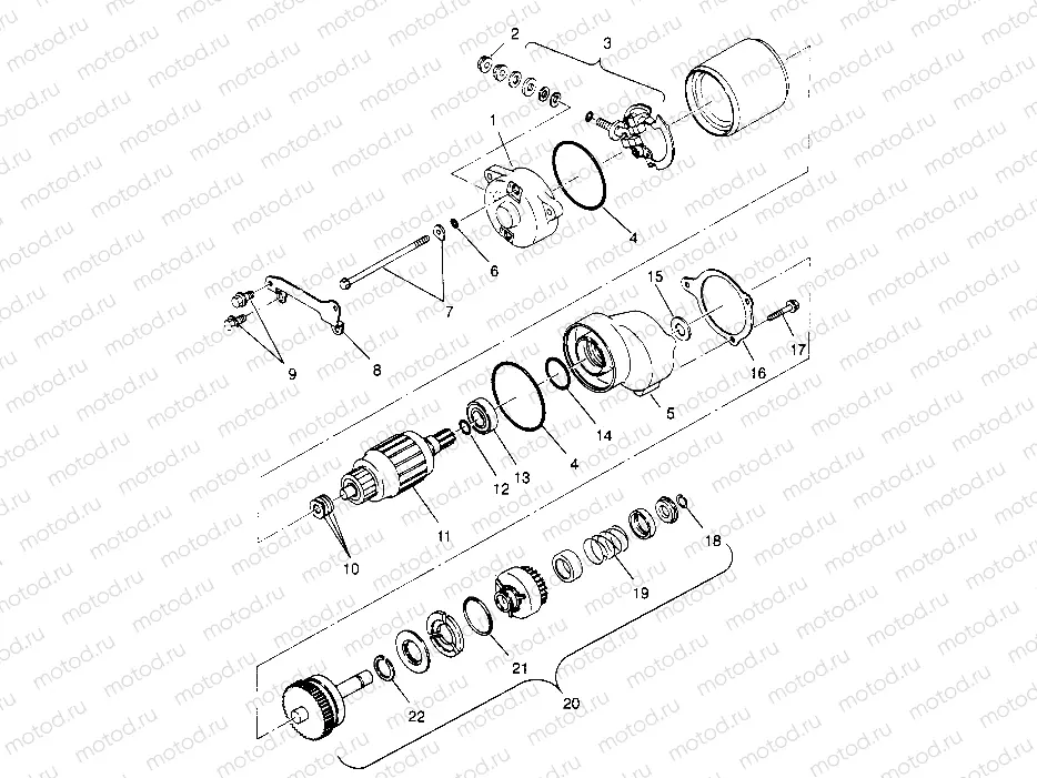 STARTING MOTOR 6x6 400L | STARTING MOTOR 6x6 400L, U.S. W958740, SWEDISH S958740 and NORWEGIAN N95874 (4930273027E004)