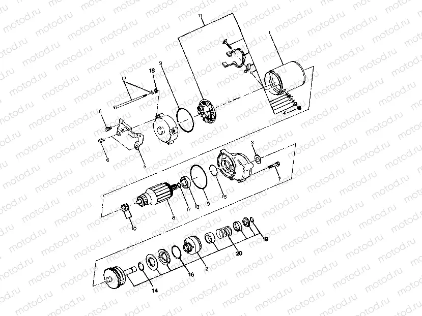 STARTING MOTOR ASSEMBLY  250 4X4 - Update (4919791979045A) | STARTING MOTOR ASSEMBLY  250 4X4 - Update (4919791979045A)