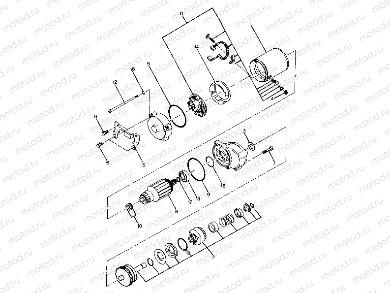 Starting Motor Assembly Updated 5/90 (4917711771037A) | Starting Motor Assembly Updated 5/90 (4917711771037A)