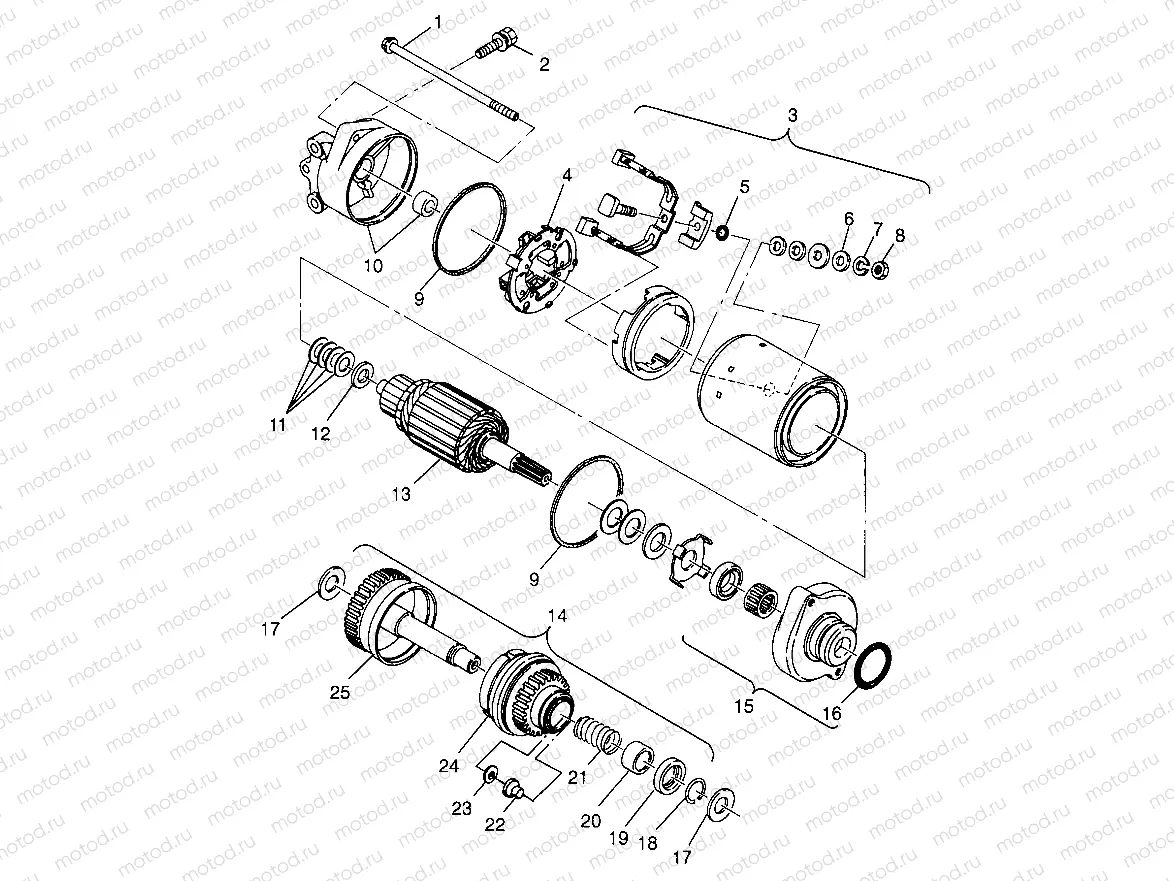 STARTING MOTOR SL 700 B974071 | STARTING MOTOR SL 700 B974071, Intl. SL 700 I974071, SL 700 Deluxe B974072 (4940874087C013)