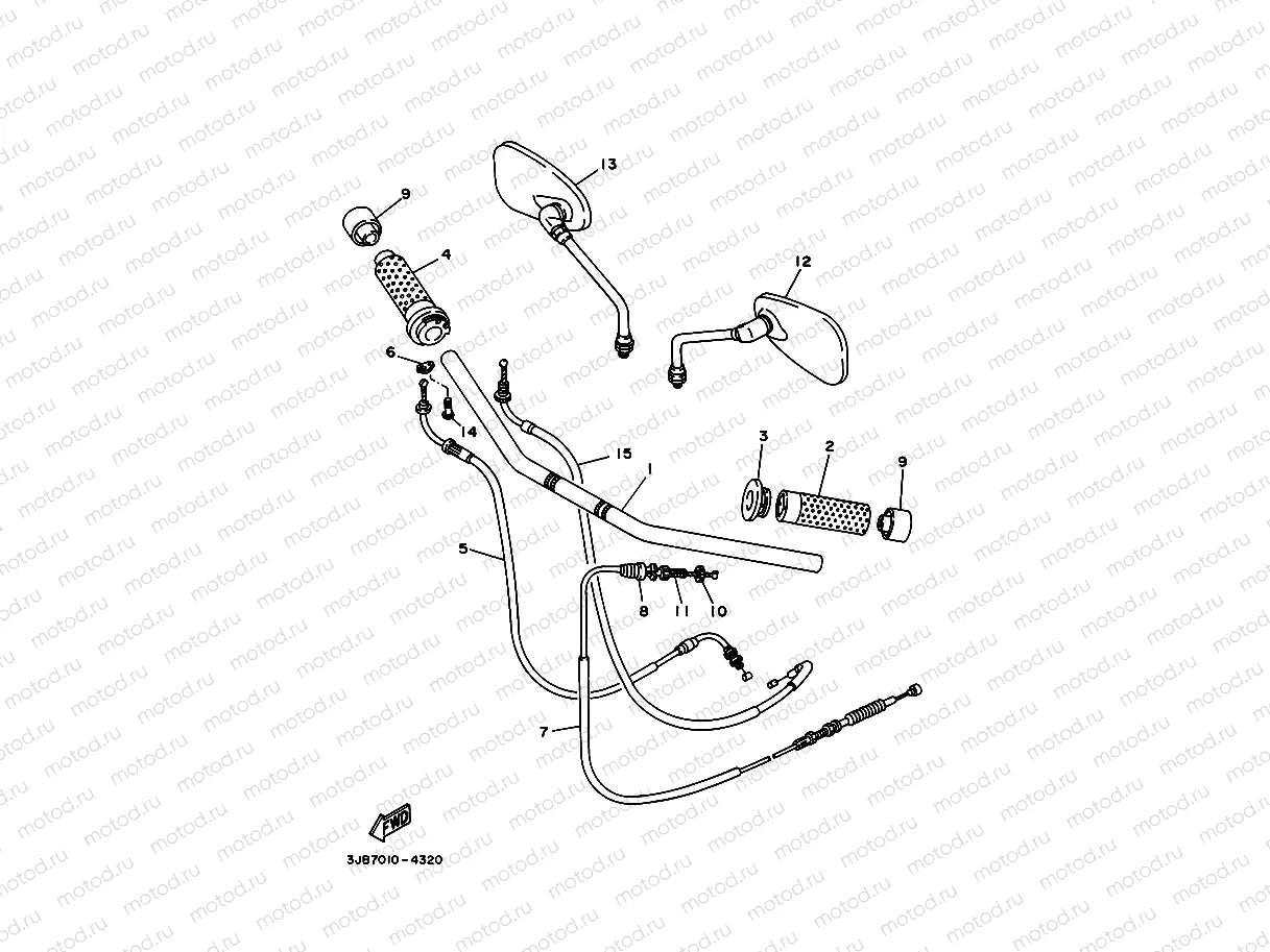 Steering handle. Cable 1 (Fruit handle)