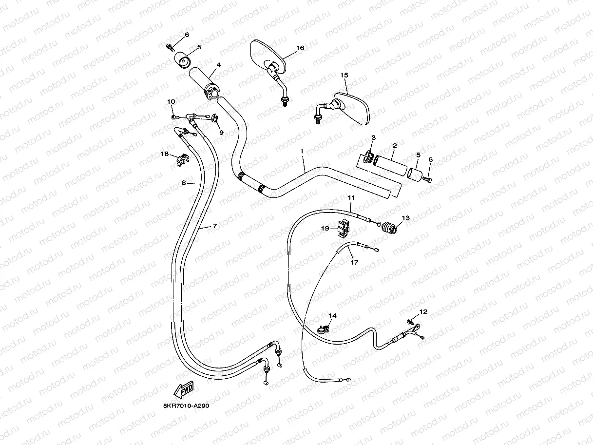 Steering handle. Cable