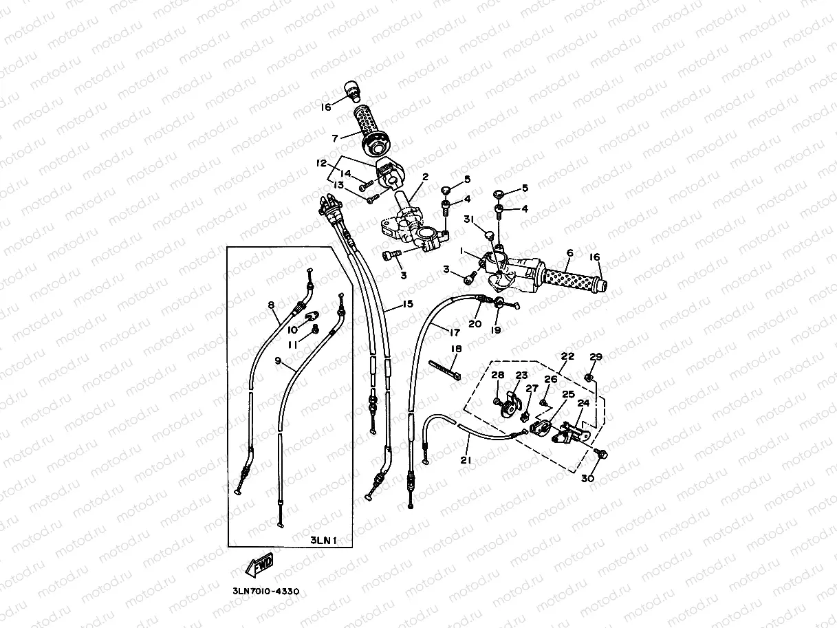 Steering handle. Cable