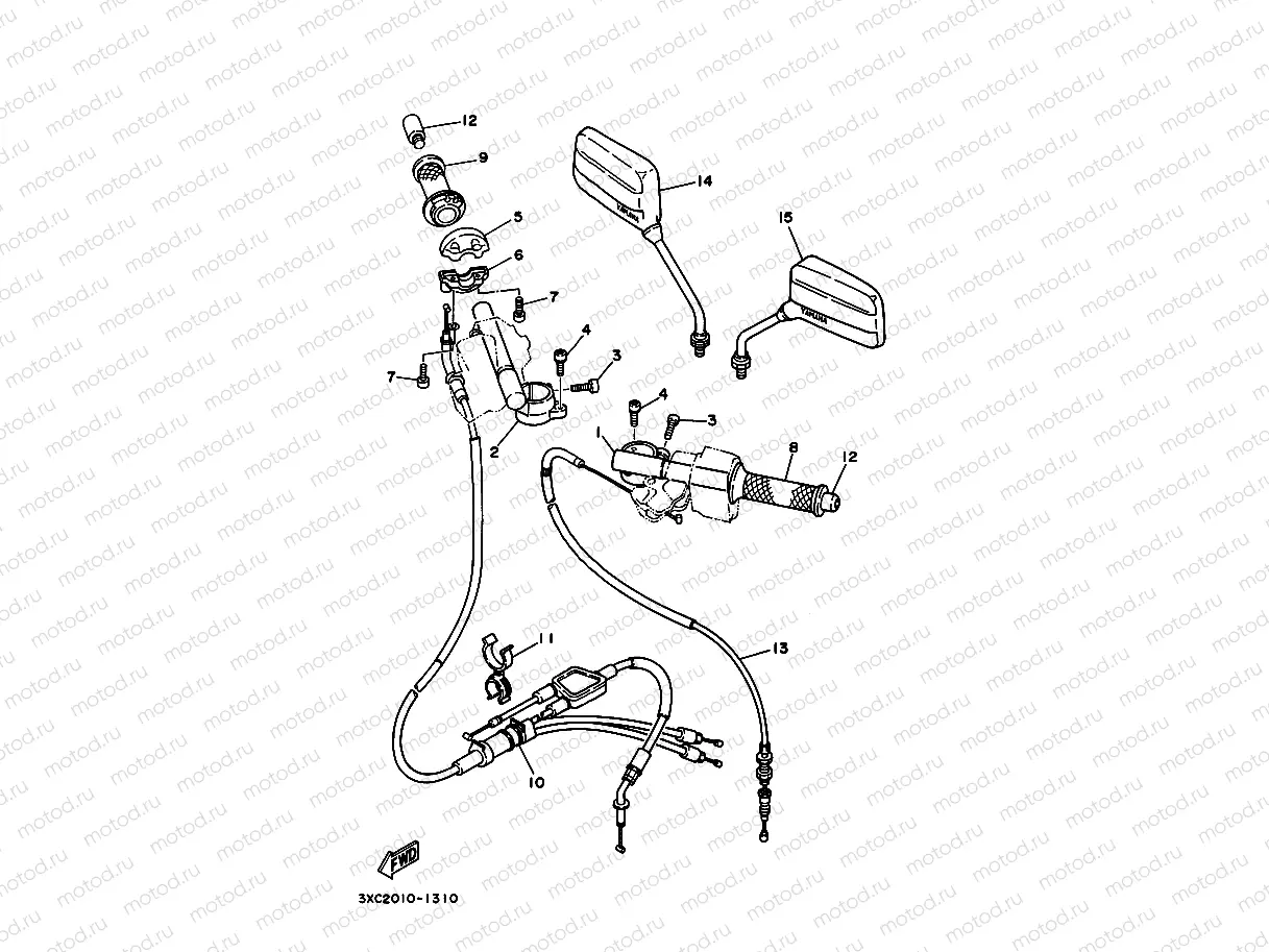 Steering handle. Cable