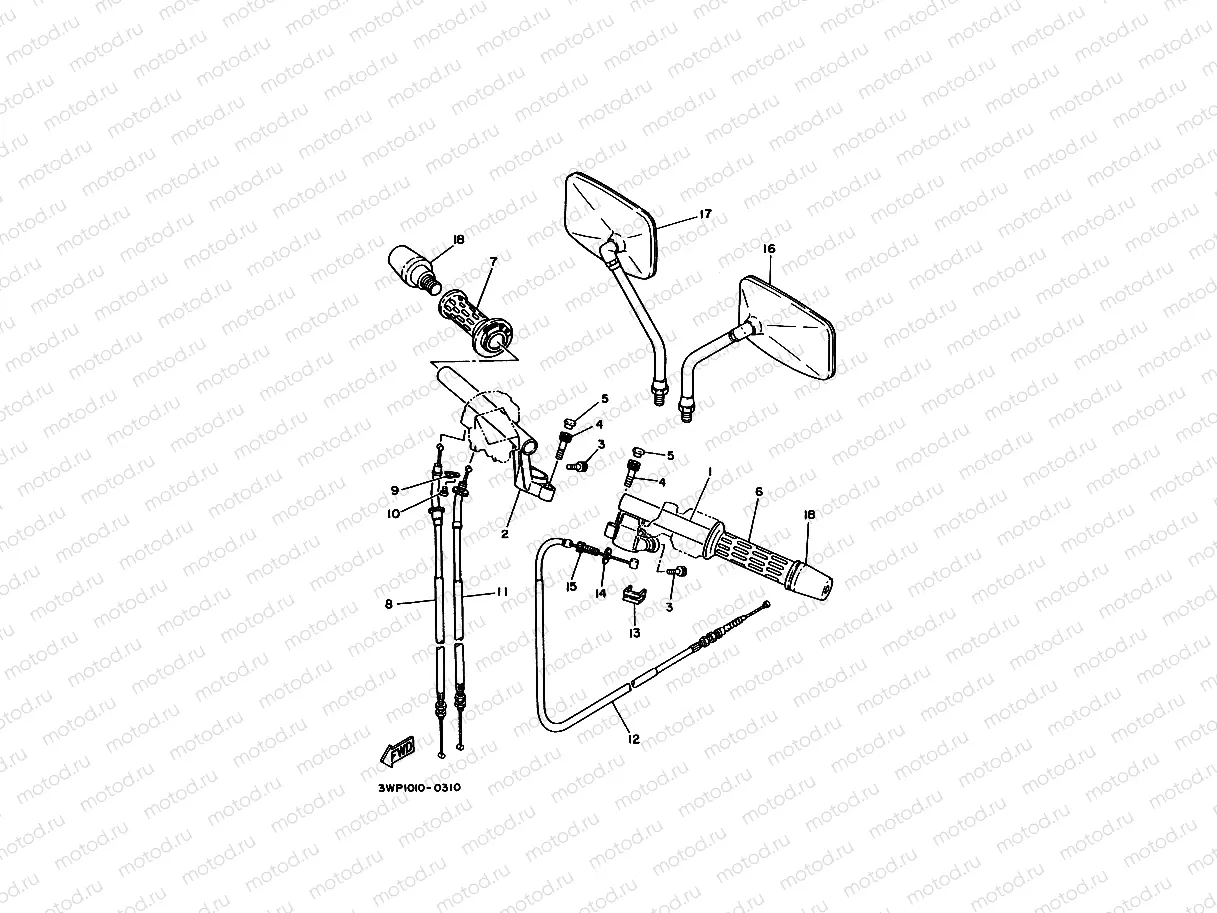 Steering handle. Cable