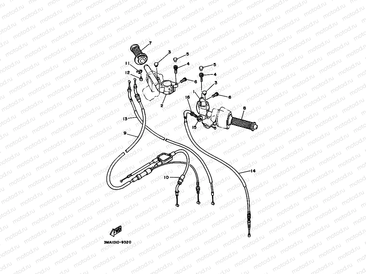 Steering handle. Cable