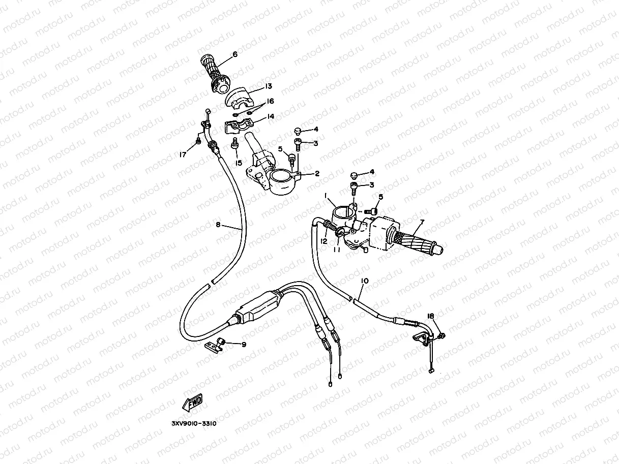 Steering handle. Cable