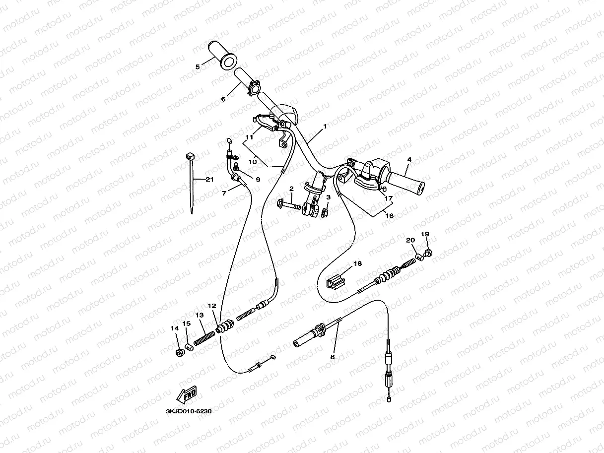 Steering handle. Cable