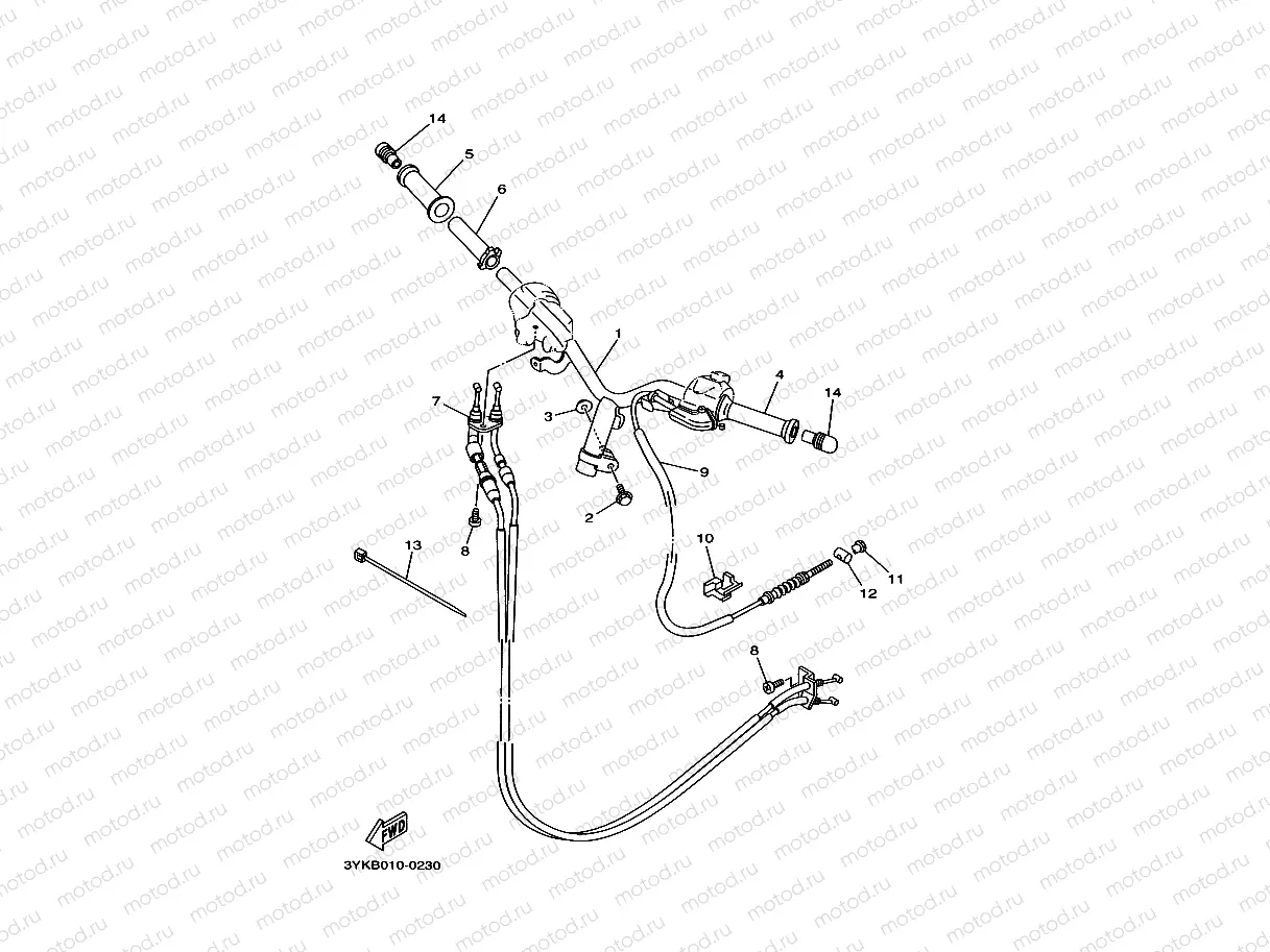 Steering handle. Cable