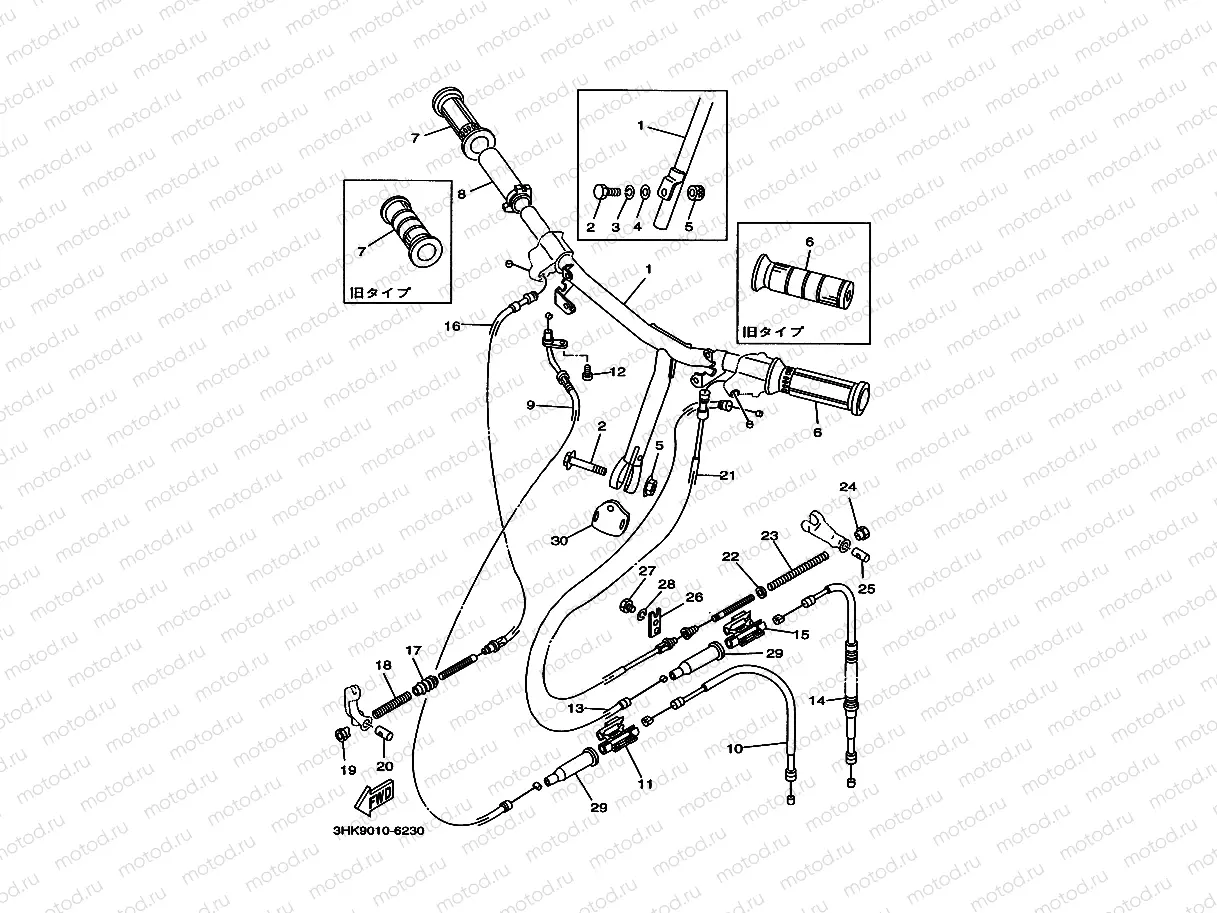 Steering handle. Cable