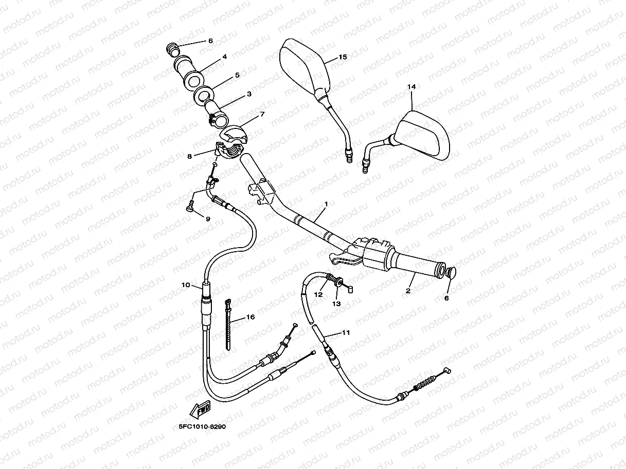 Steering handle. Cable
