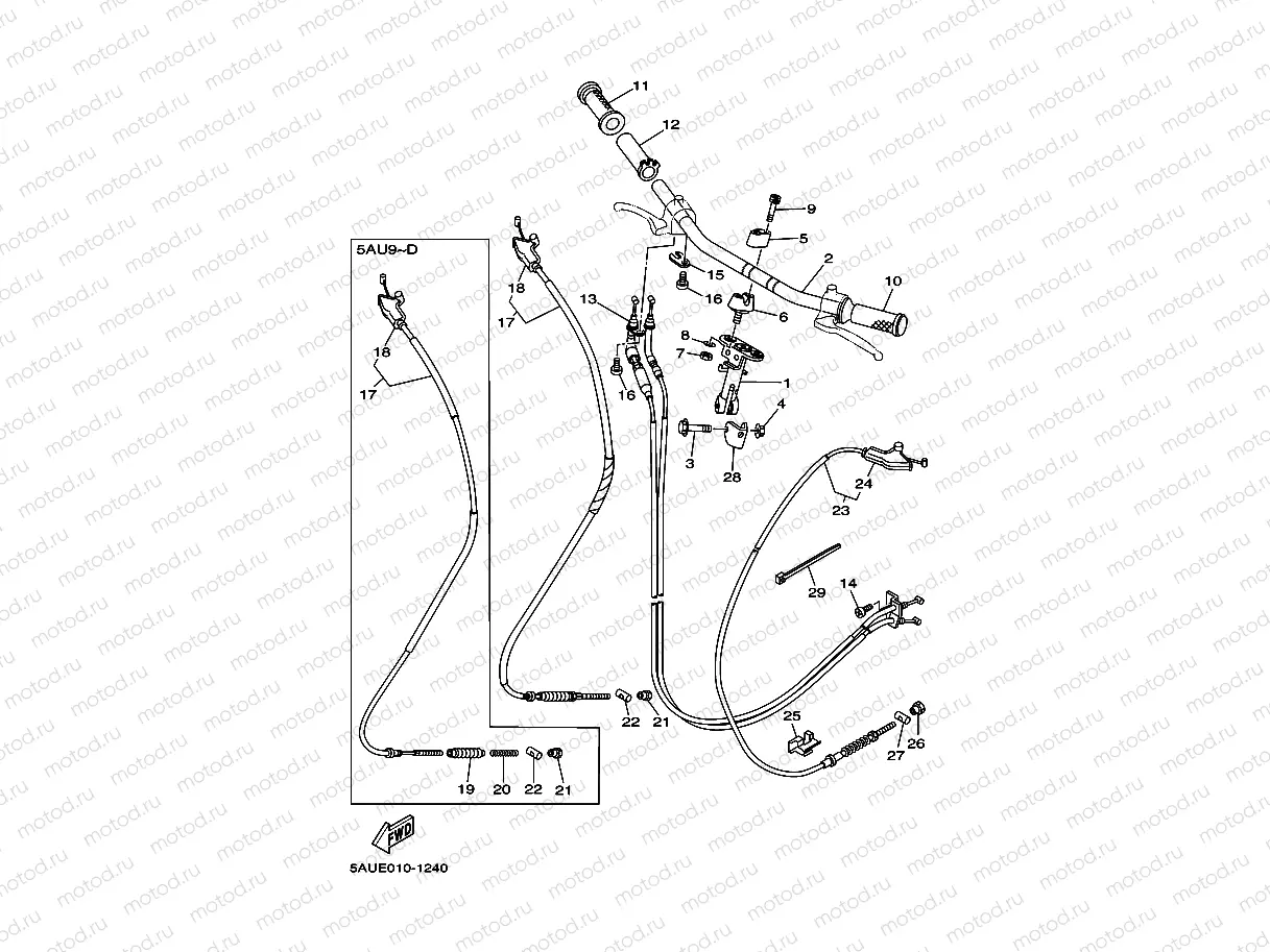 Steering handle. Cable