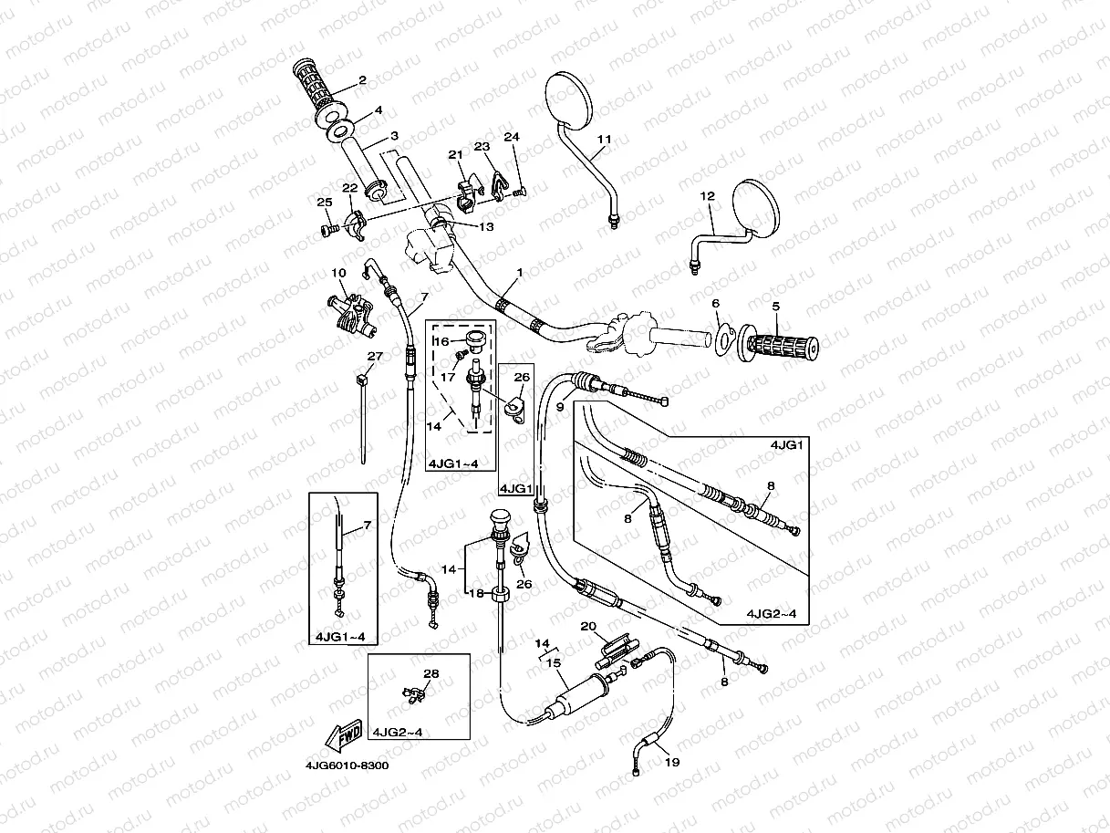 Steering handle. Cable
