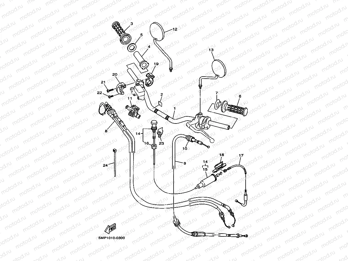 Steering handle. Cable