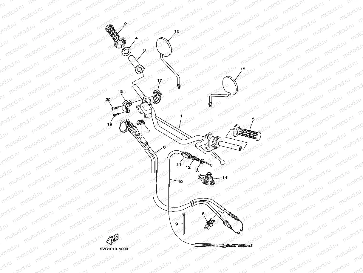 Steering handle. Cable