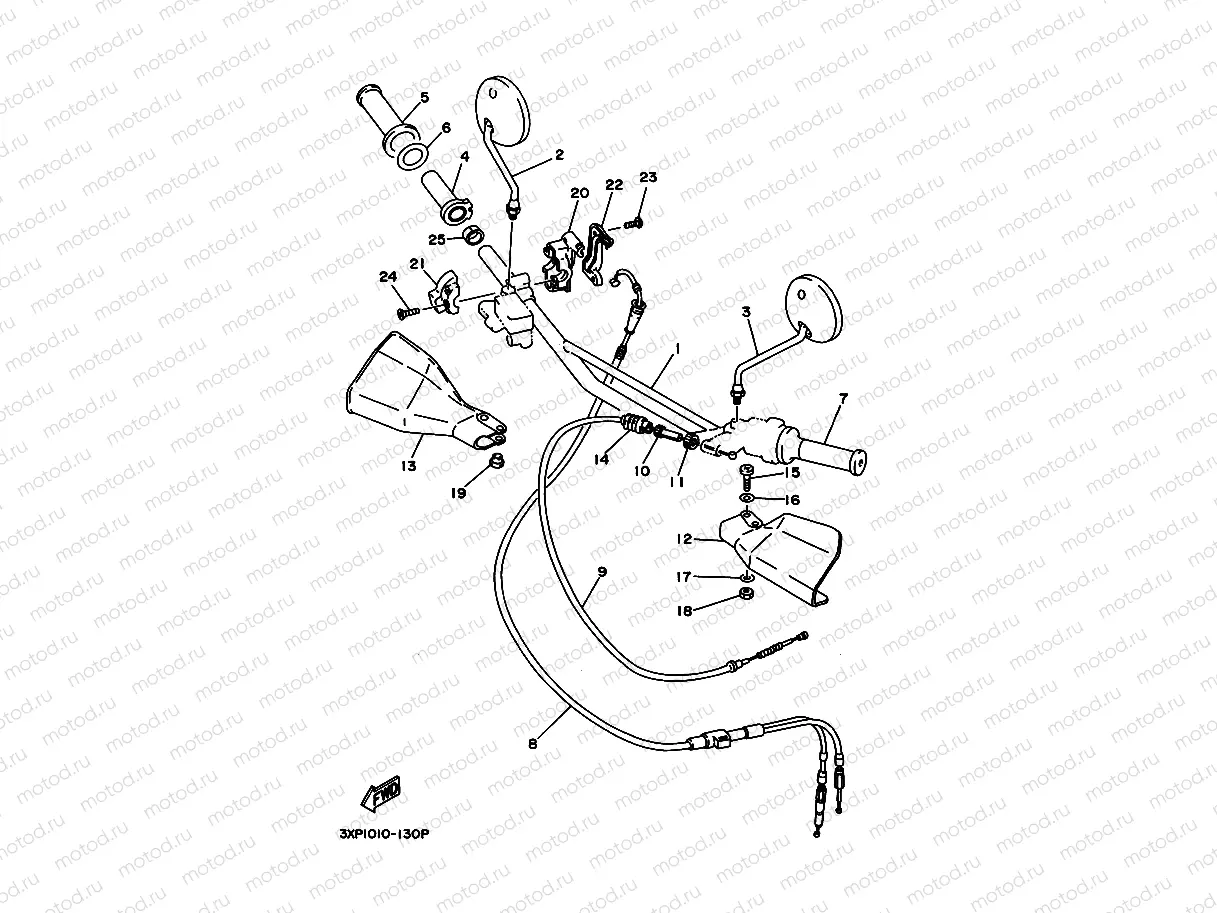 Steering handle. Cable