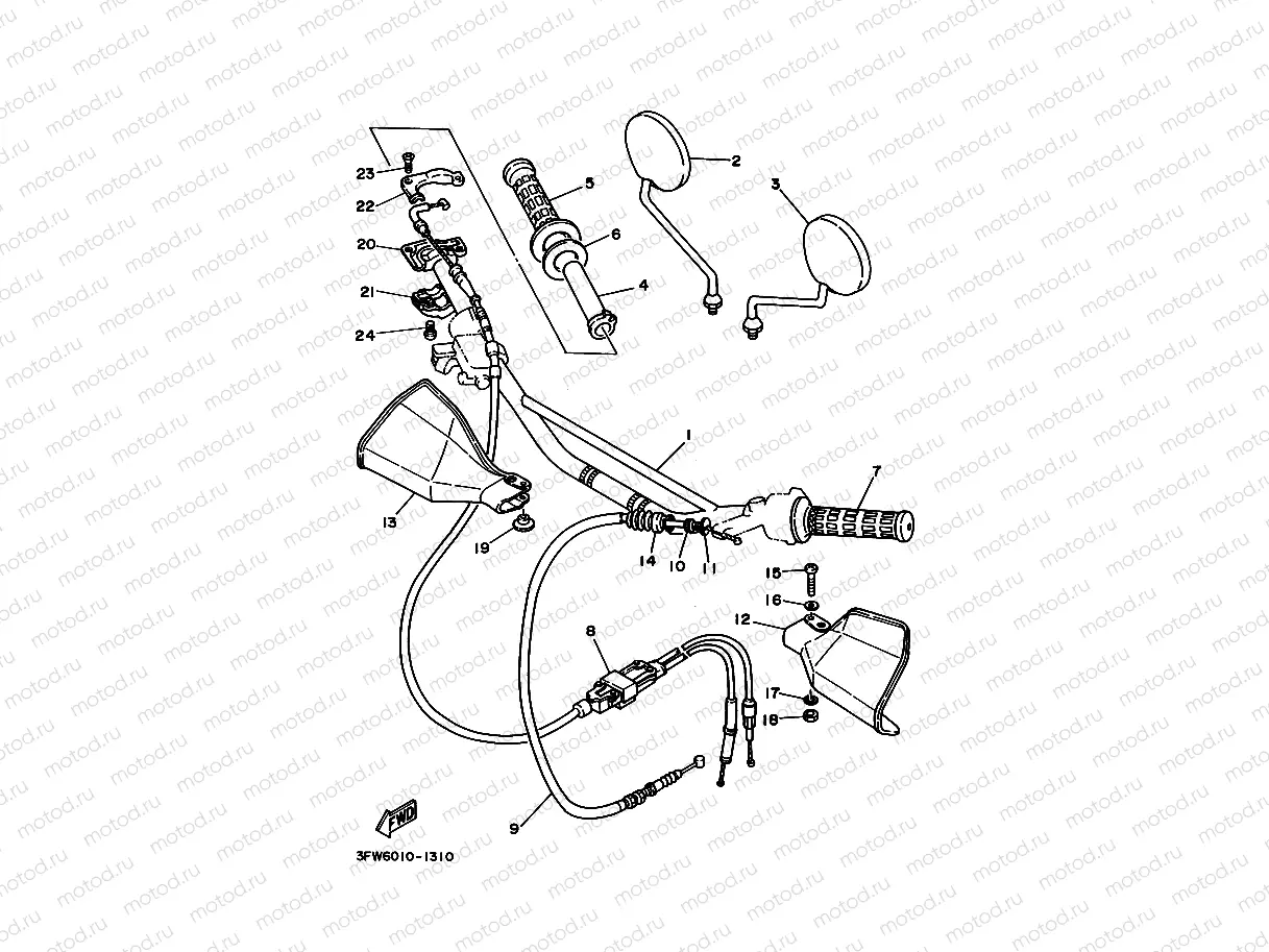 Steering handle. Cable