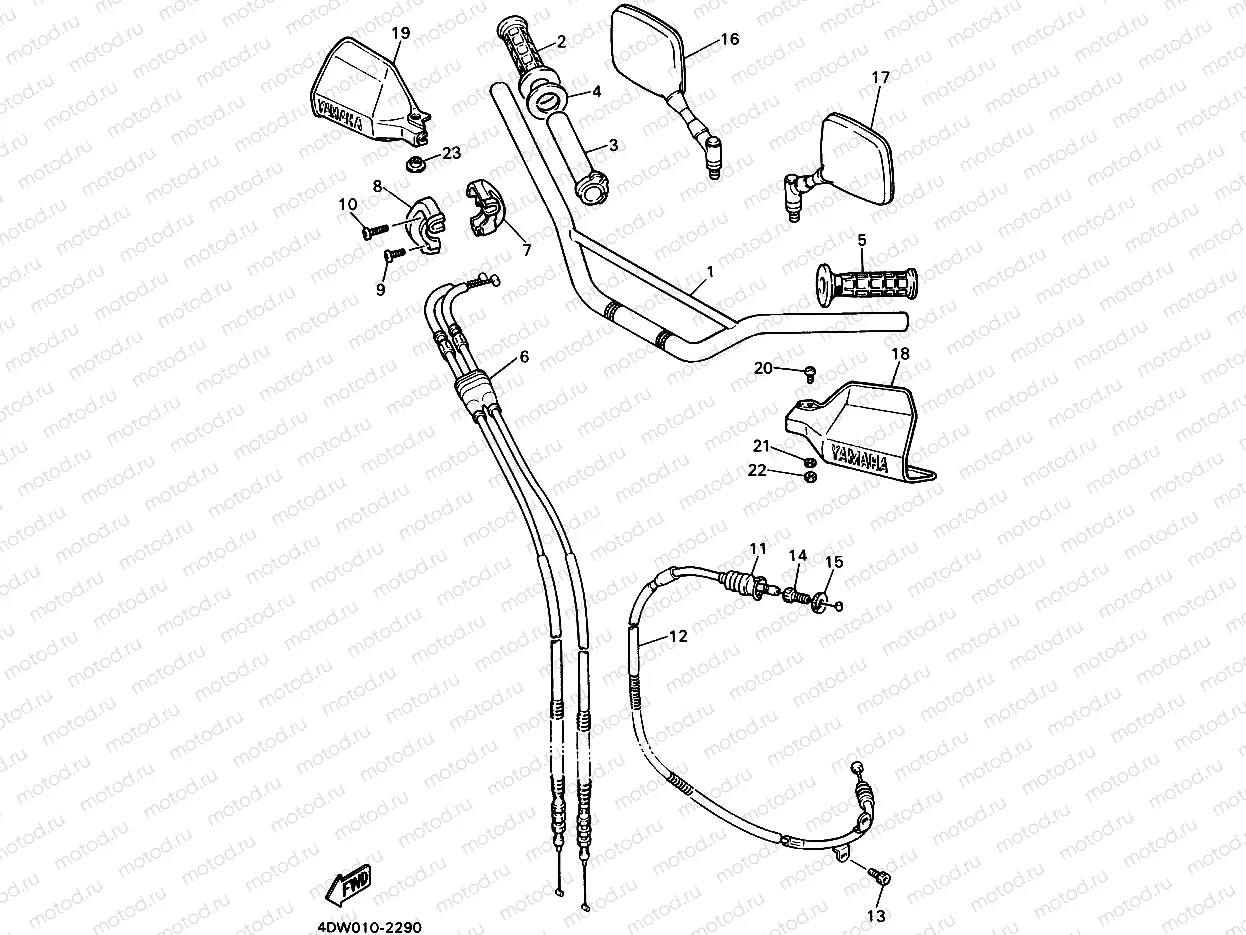 Steering handle. Cable