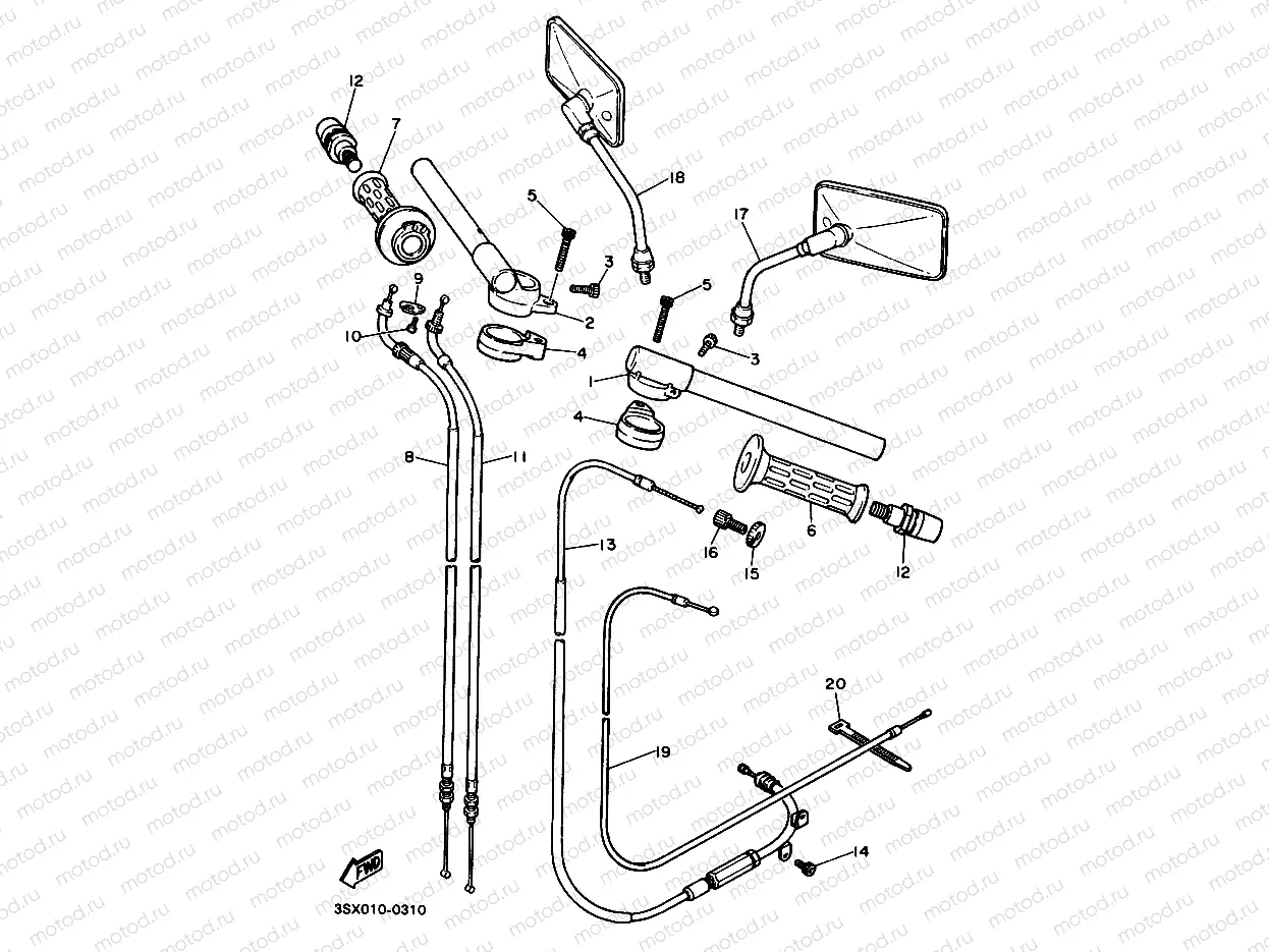 Steering handle. Cable