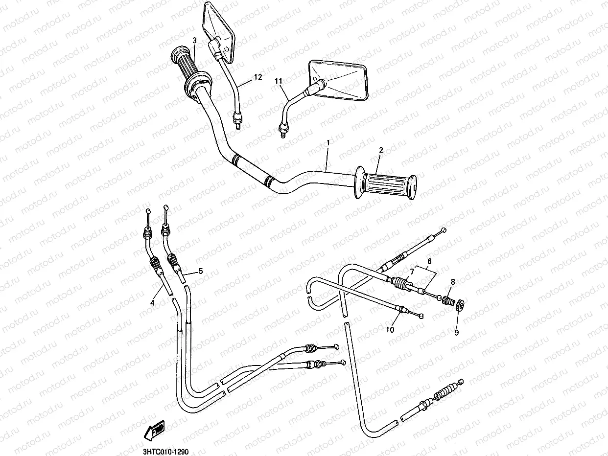Steering handle. Cable