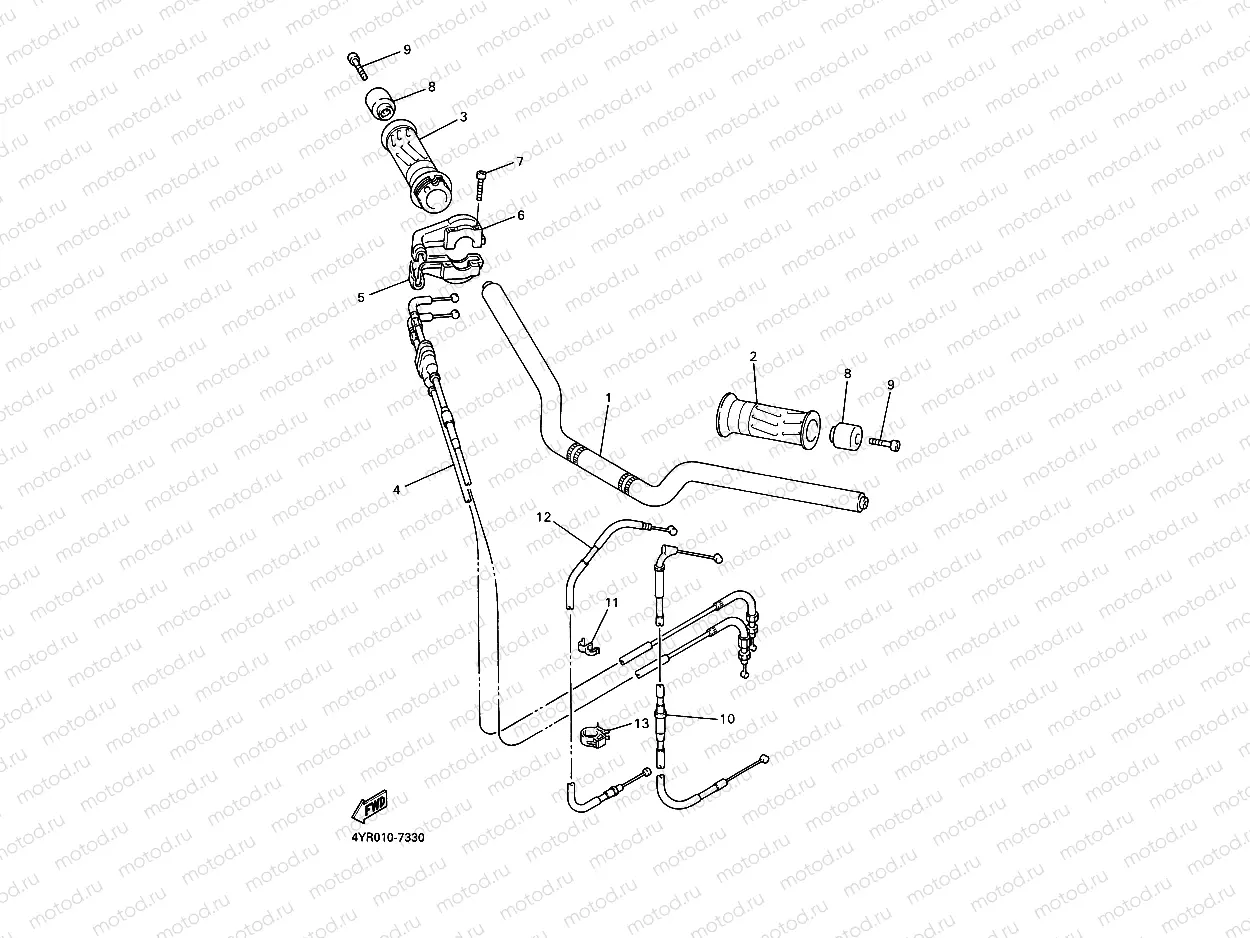 Steering handle. Cable