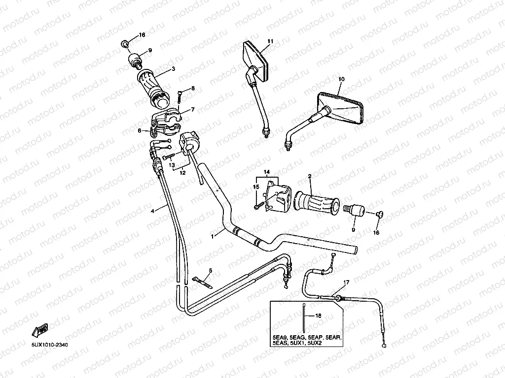 Steering handle. Cable