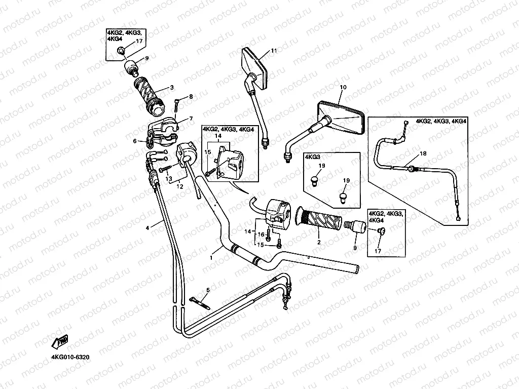 Steering handle. Cable