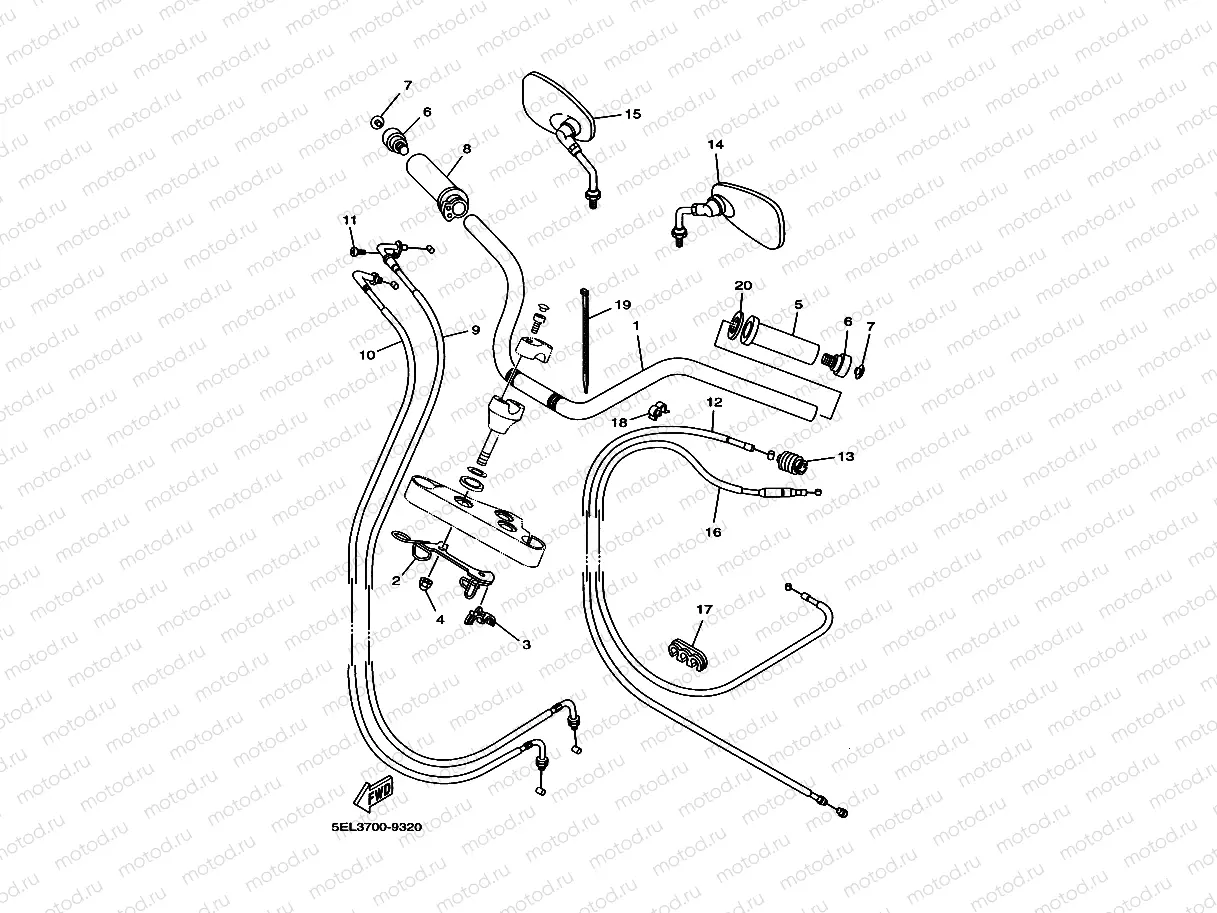 Steering handle. Cable