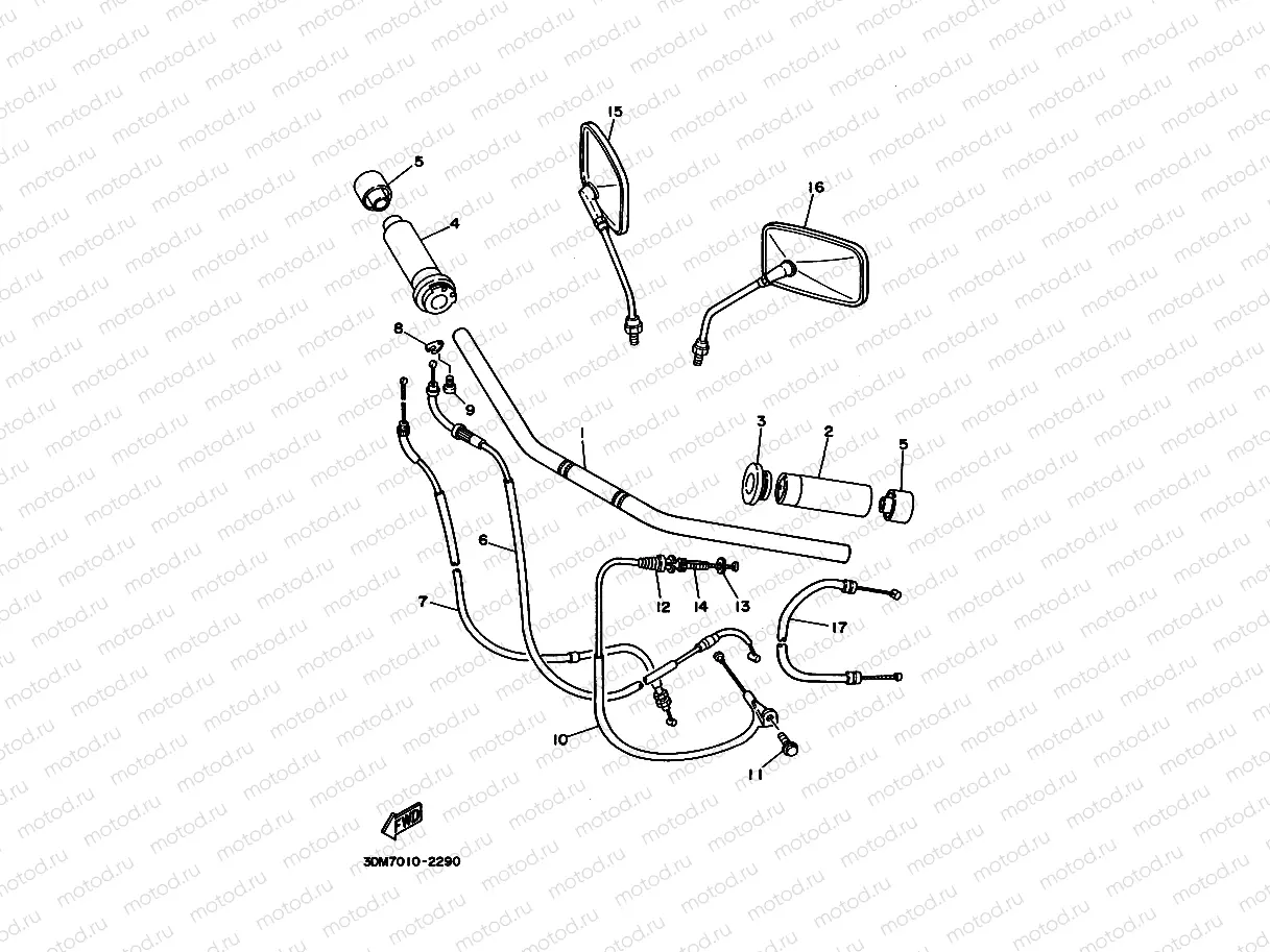 Steering handle. Cable (Fruit handle)