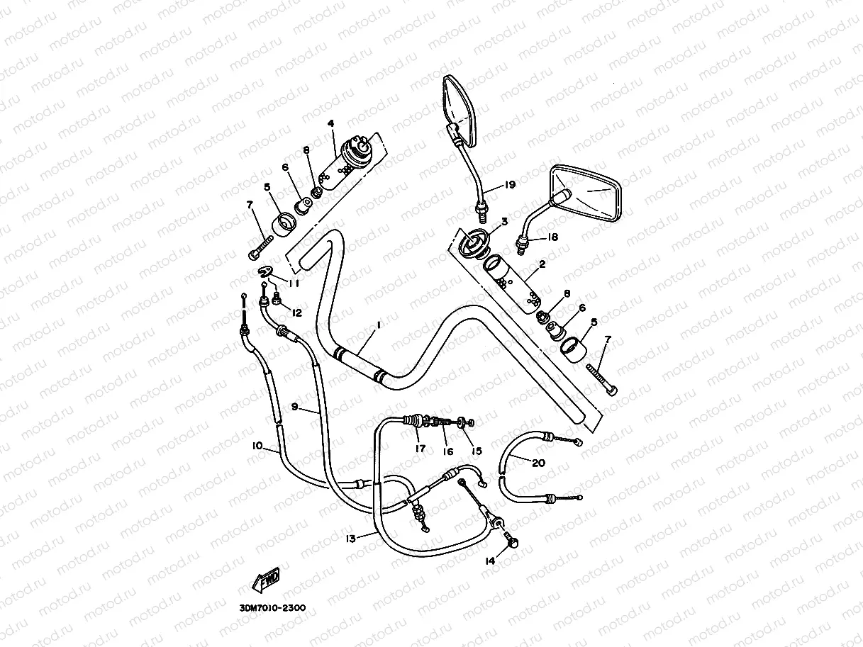 Steering handle. Cable (hot handle)