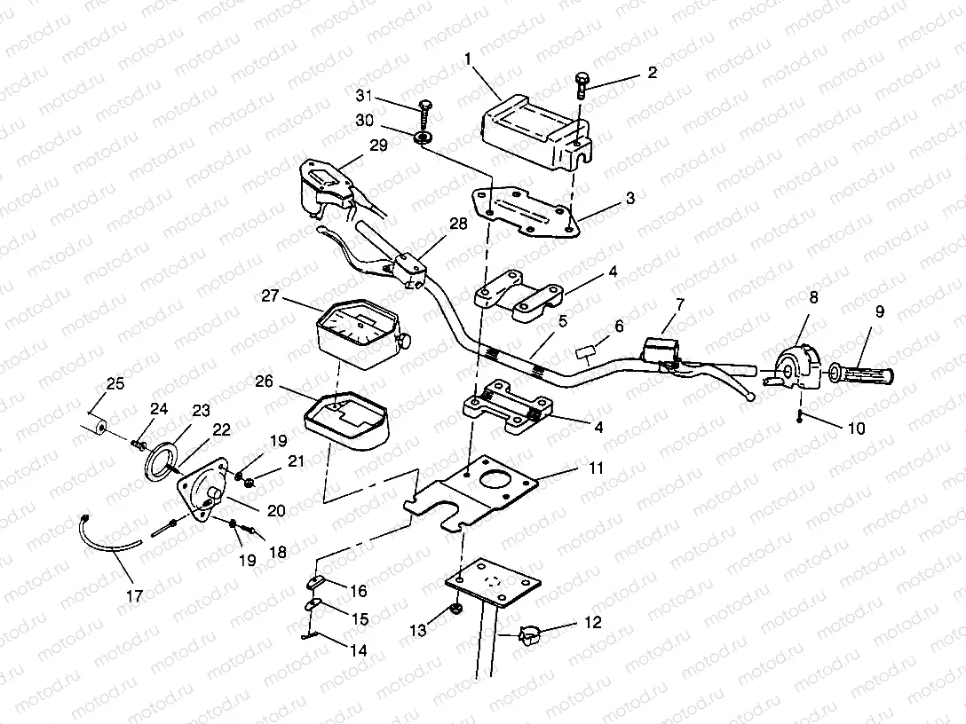 STEERING - HANDLEBAR 6x6 400L - U.S. W958740 | STEERING - HANDLEBAR 6x6 400L - U.S. W958740, SWEDISH S958740 and NORWEGIAN (4930273027B011)