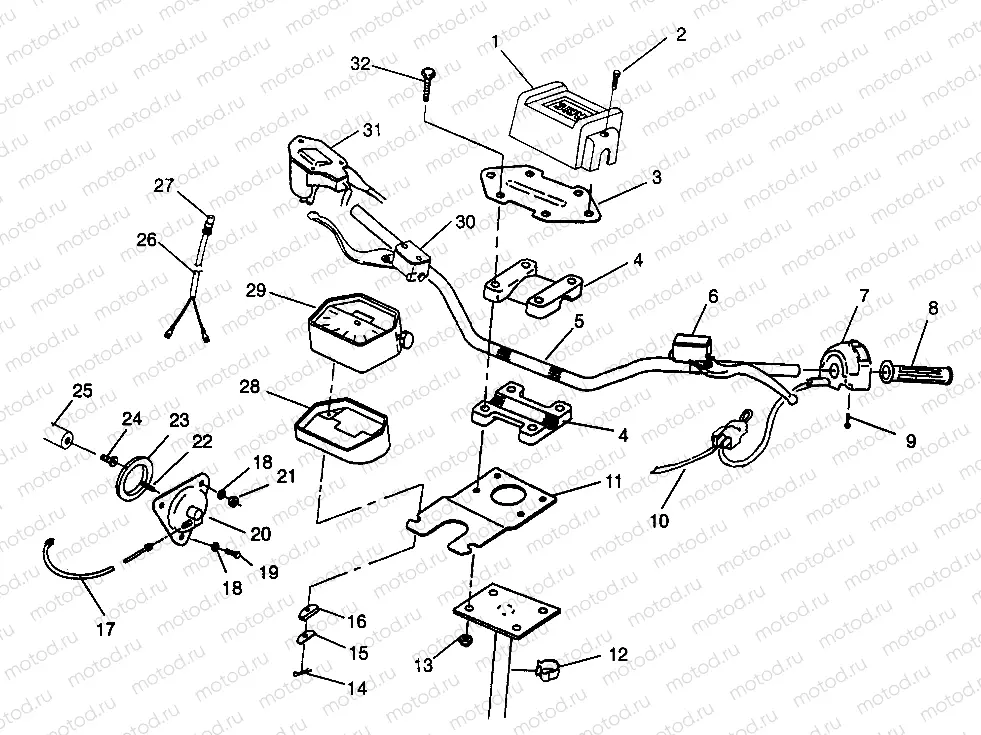 STEERING - HANDLEBAR 6X6 400L - W968740 and  6X6 400L Norwegian - N968740 (4935963596B010) | STEERING - HANDLEBAR 6X6 400L - W968740 and  6X6 400L Norwegian - N968740 (4935963596B010)