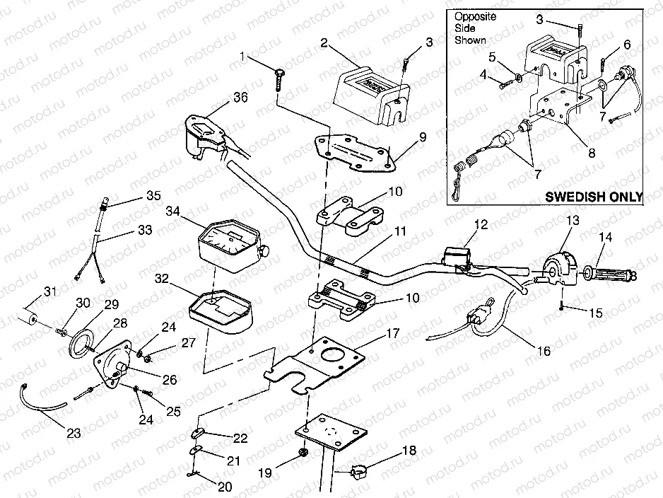 STEERING - HANDLEBAR Magnum 4X4 W968144 and Swedish Magnum 4X4 S968144 (4936053605B007) | STEERING - HANDLEBAR Magnum 4X4 W968144 and Swedish Magnum 4X4 S968144 (4936053605B007)