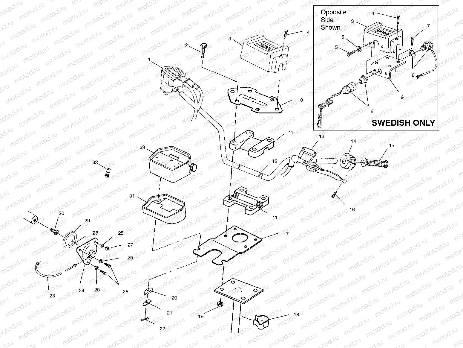 STEERING - HANDLEBAR Magnum 4X4 W97AC42A | STEERING - HANDLEBAR Magnum 4X4 W97AC42A, Swedish Magnum 4X4 S97AC42E and N (4940834083B007)
